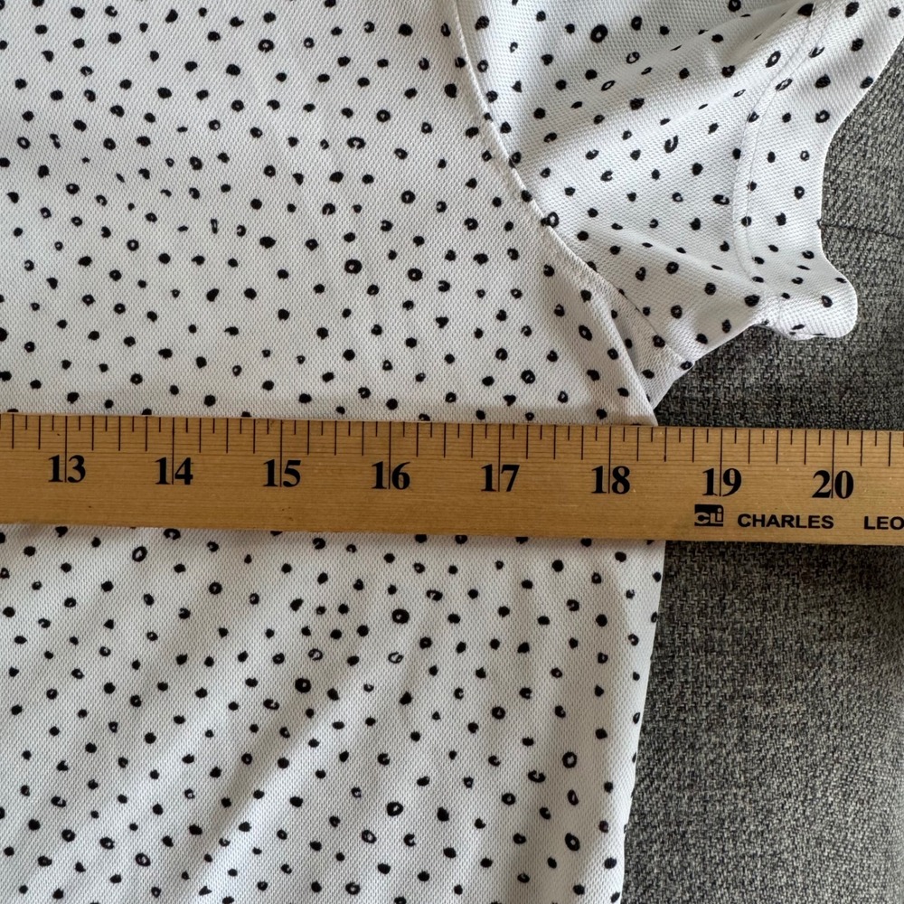 Nike Womens Dri-FIT Polka Dot Golf Polo Shirt White Black Size M Short Sleeve - Picture 6 of 7